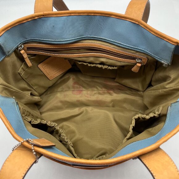 Coach Blue And Tan Fabric Diaper Bag 5975 - Picture 10 of 12